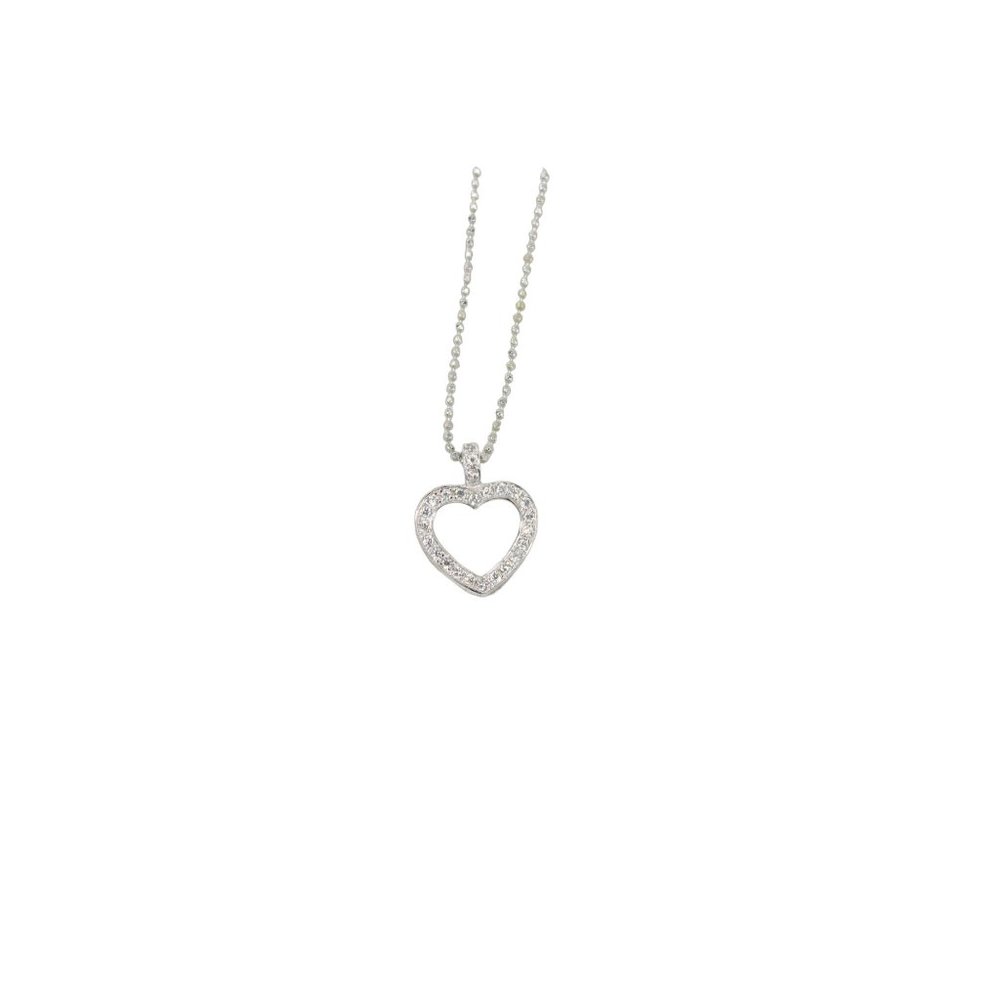 .925 CZ WM Heart Pendant Necklace Cubic Zirconia Sterling Silver 89925